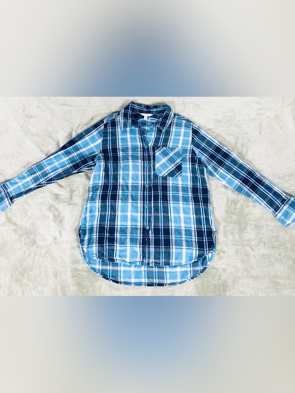 Women’s Size Small Blue Plaid Button-Up Shirt